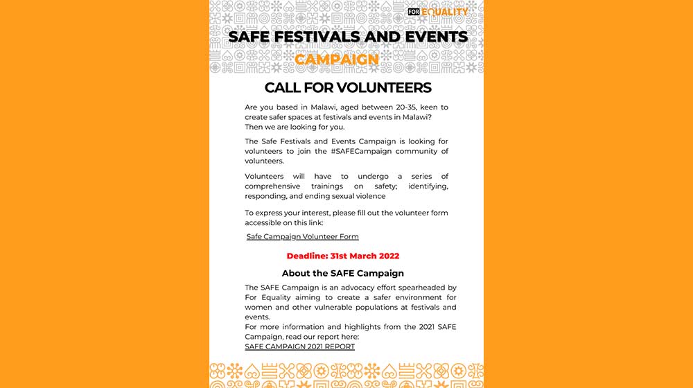 Call for SAFE Campaign Volunteers